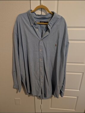 Ralph Lauren Light Blue Button-Down Shirt with Embroidered Pony